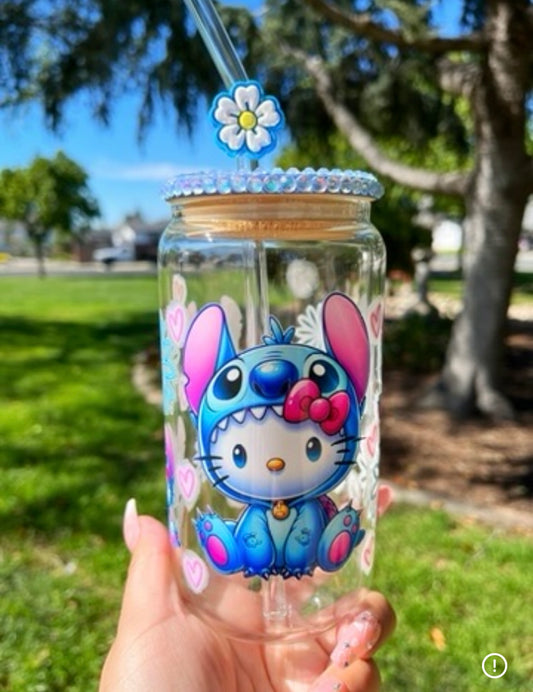Kitty In Blue Alien Costume libbey cup