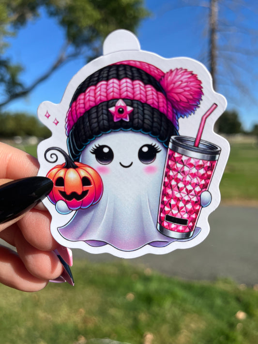 Ghosty Pink Girl Sticker