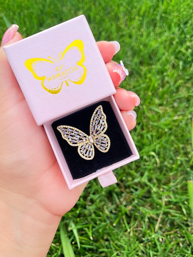 18k Gold Platted Luxury Purple Butterfly Ring