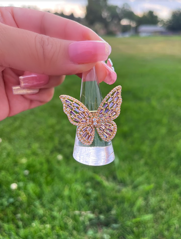 18k Gold Platted Luxury Purple Butterfly Ring