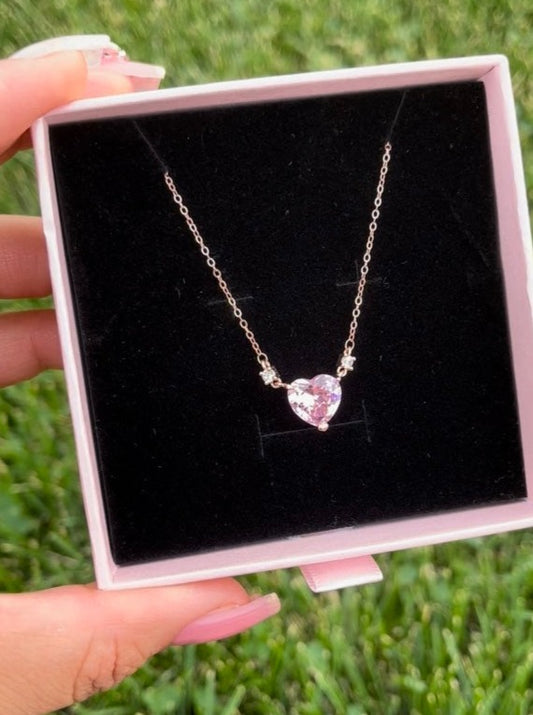 Stainless Steel Pink Heart Necklace