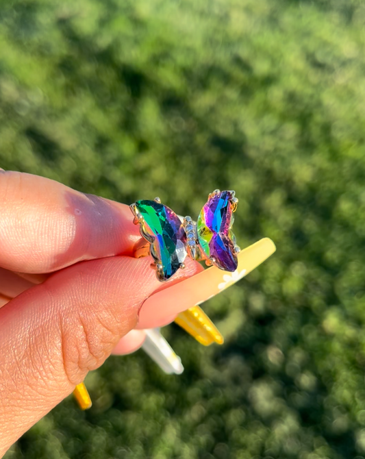 Rainbow Glass Butterfly Ring