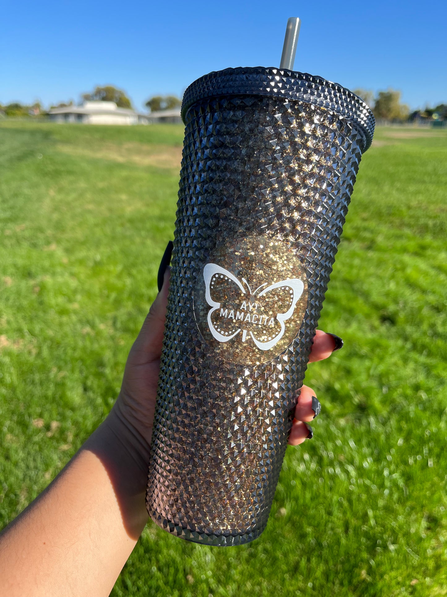 Black Gold Studded Tumbler