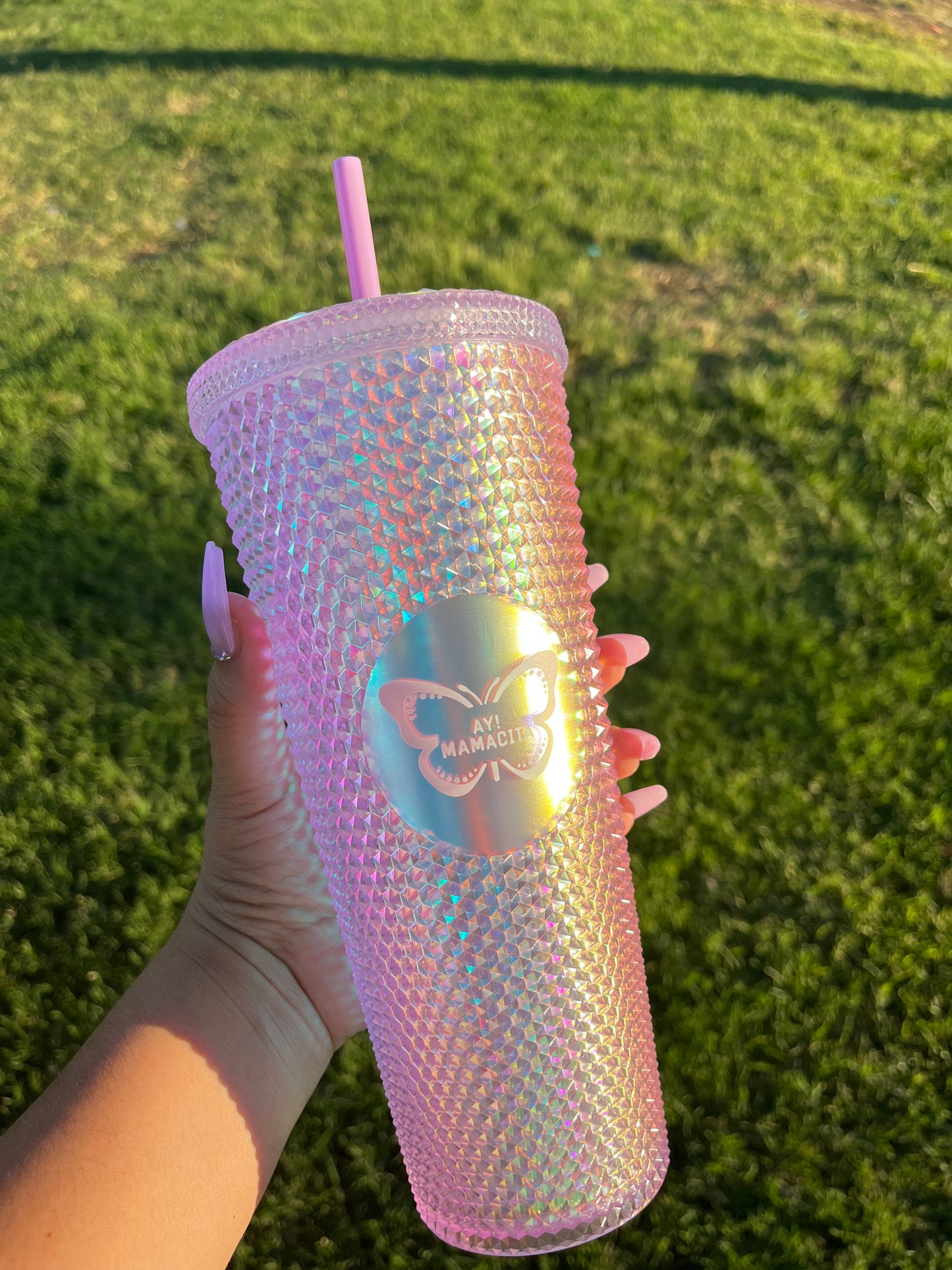 Lilac Holographic Studded Tumbler