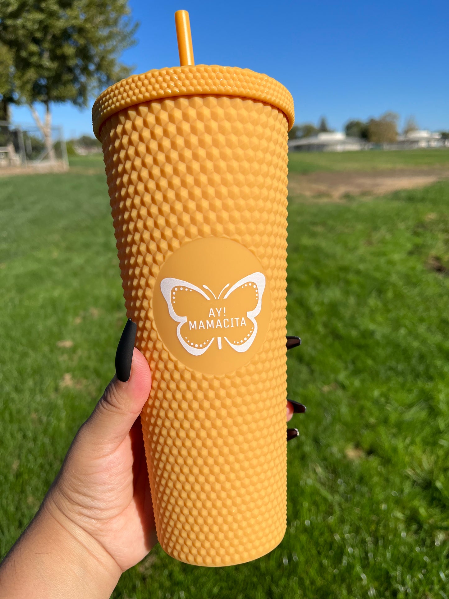 Mustard Yellow Matte Studded Tumbler