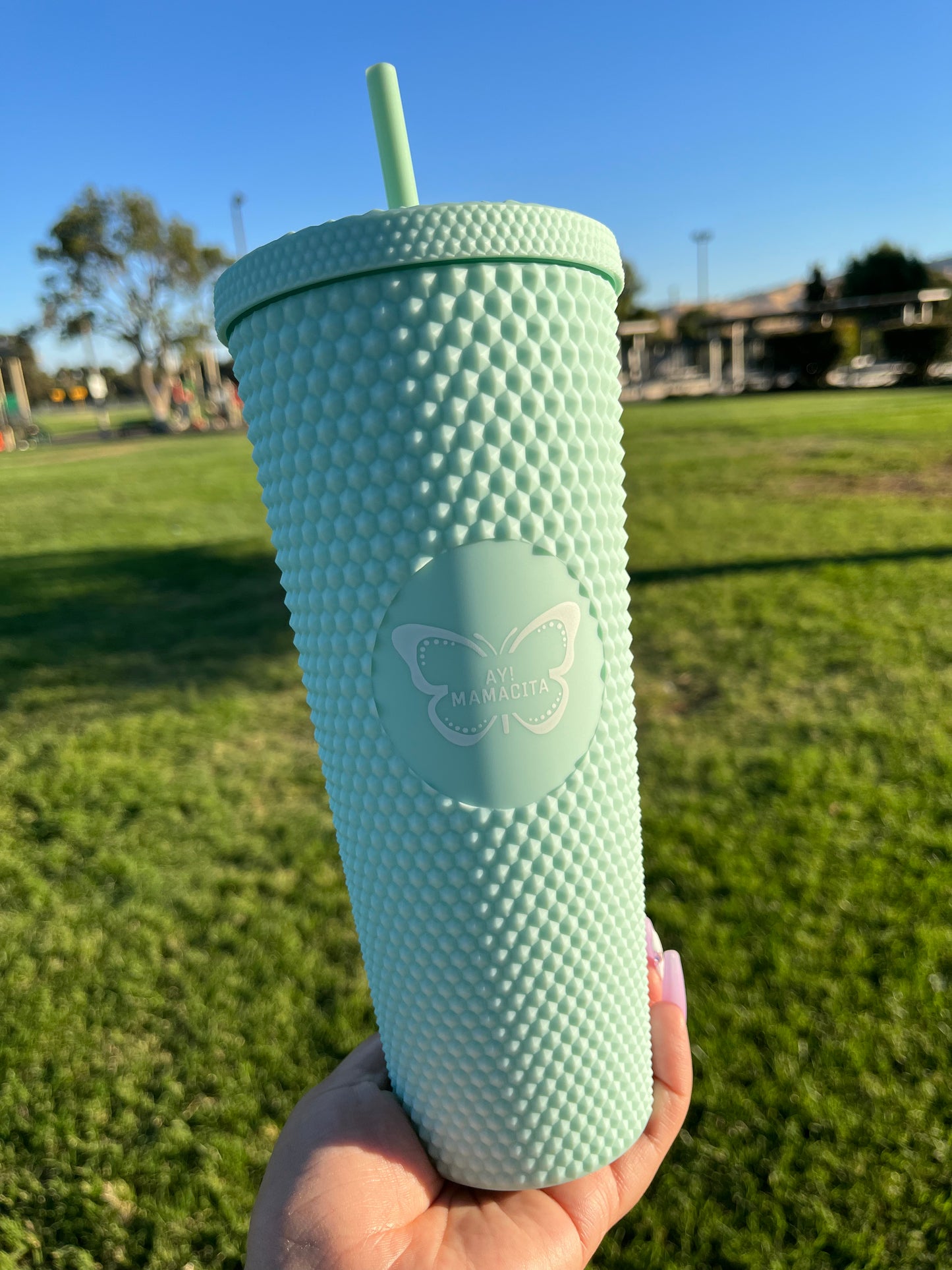 Matte Mint Green Studded Tumbler