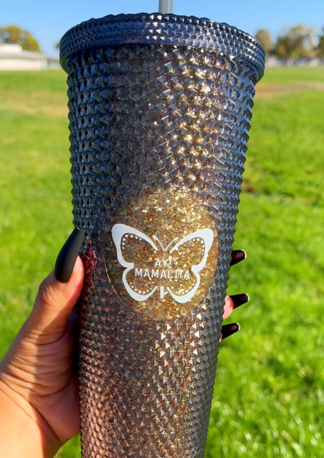 Black Gold Studded Tumbler