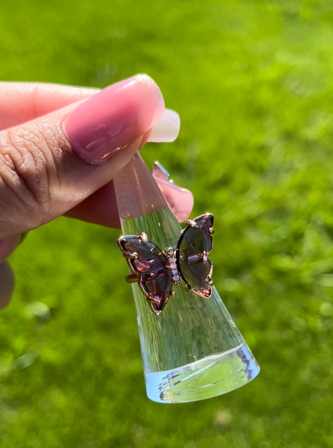 Purple Translucent Butterfly Ring