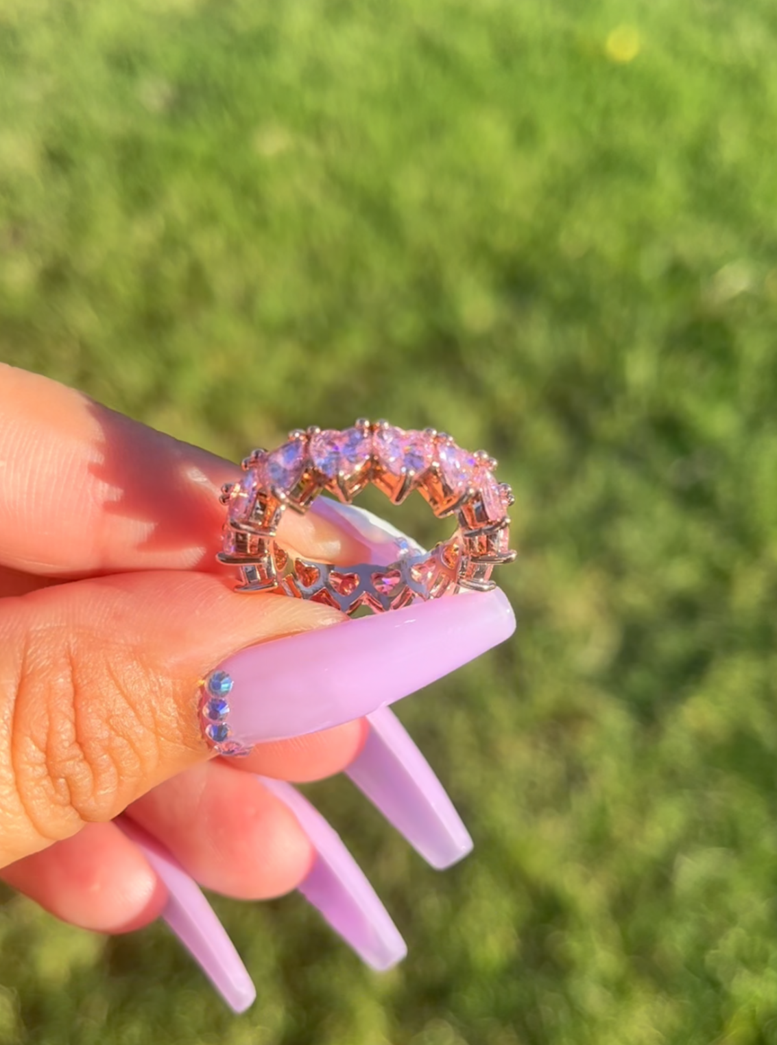 Pink Rose Gold-Ziconia Heart Band