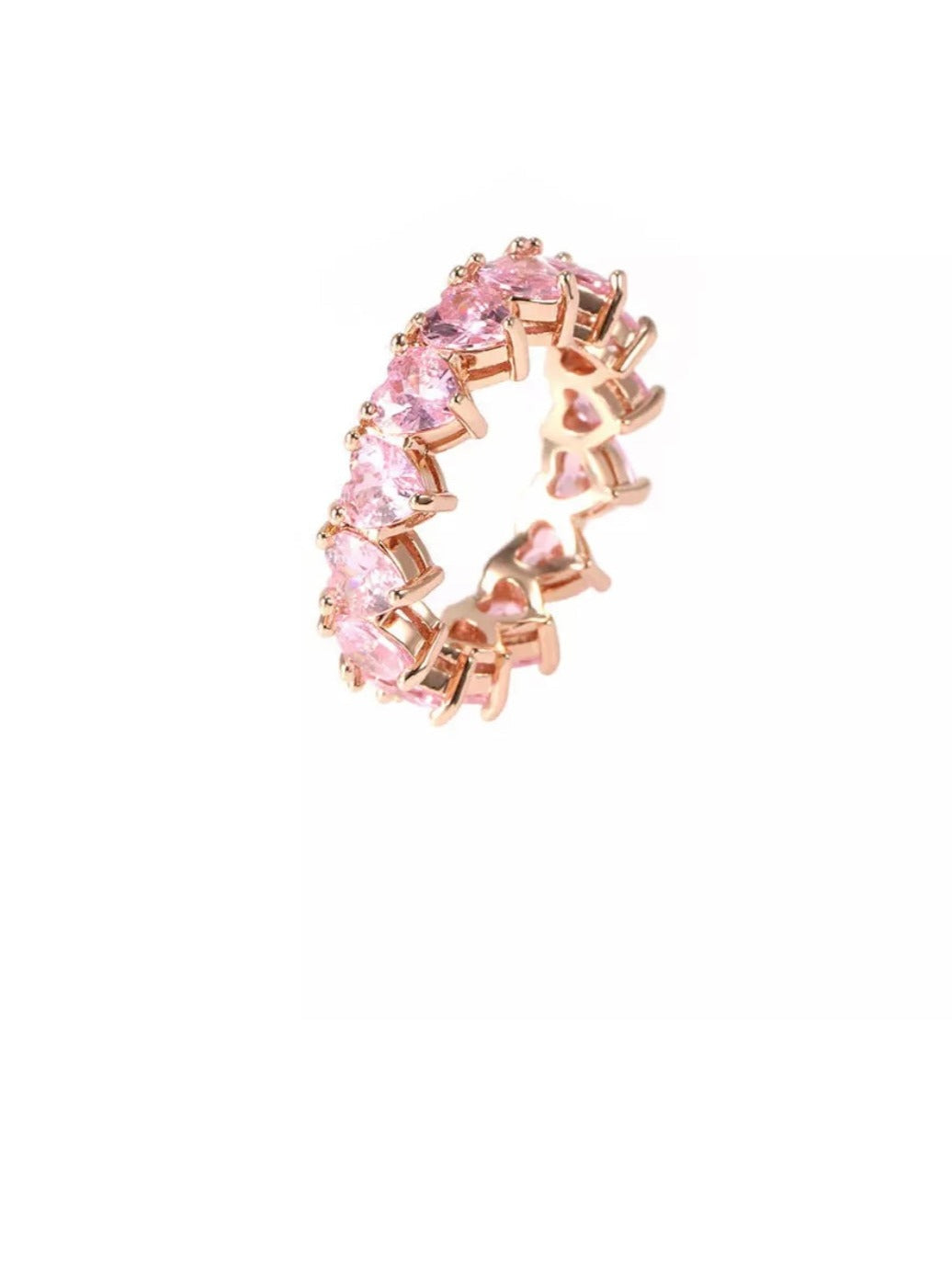 Pink Rose Gold-Ziconia Heart Band