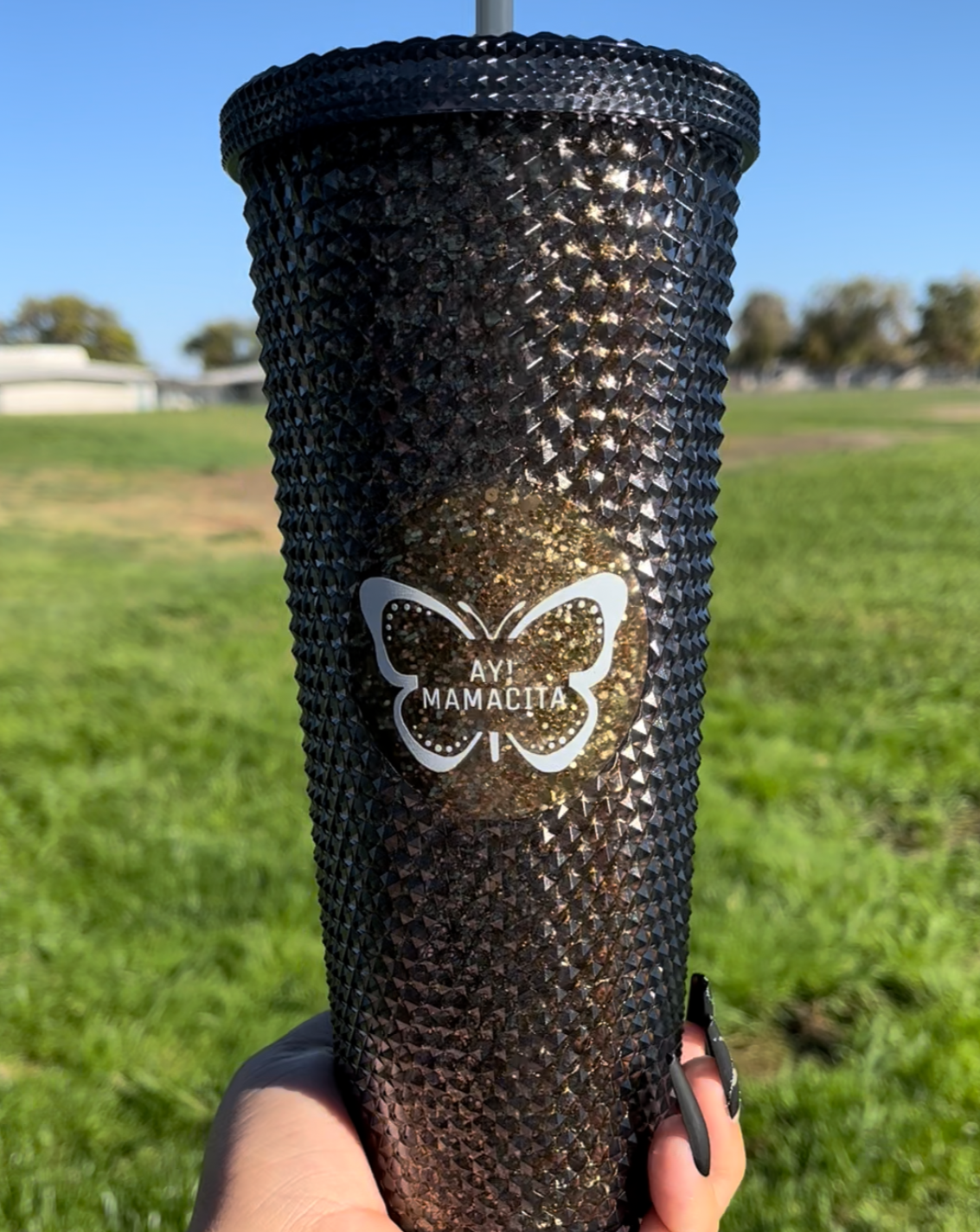 Black Gold Studded Tumbler