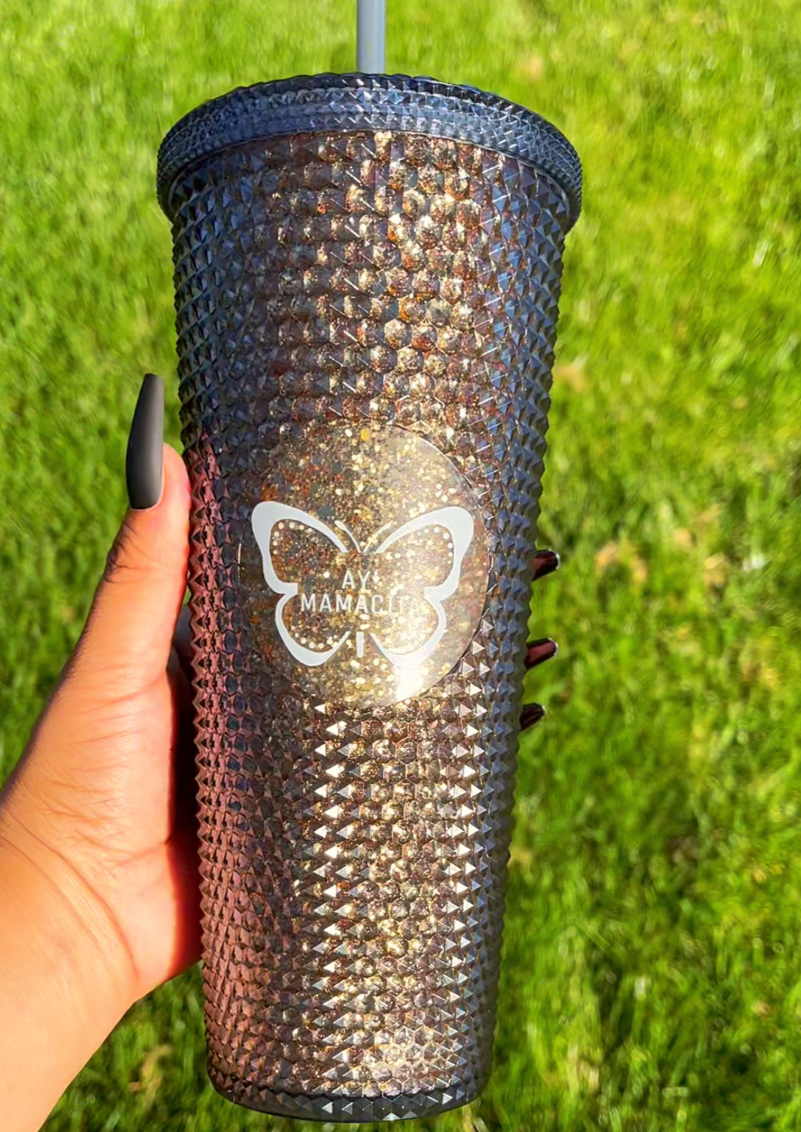 Black Gold Studded Tumbler