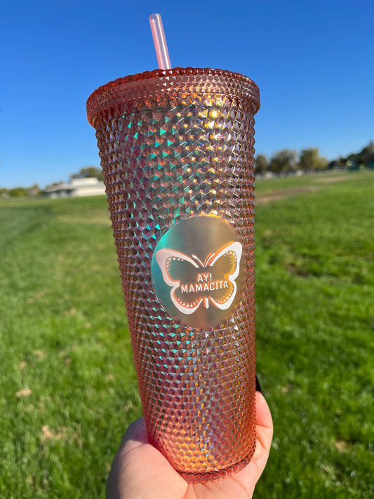 Orange Holographic Studded Tumbler