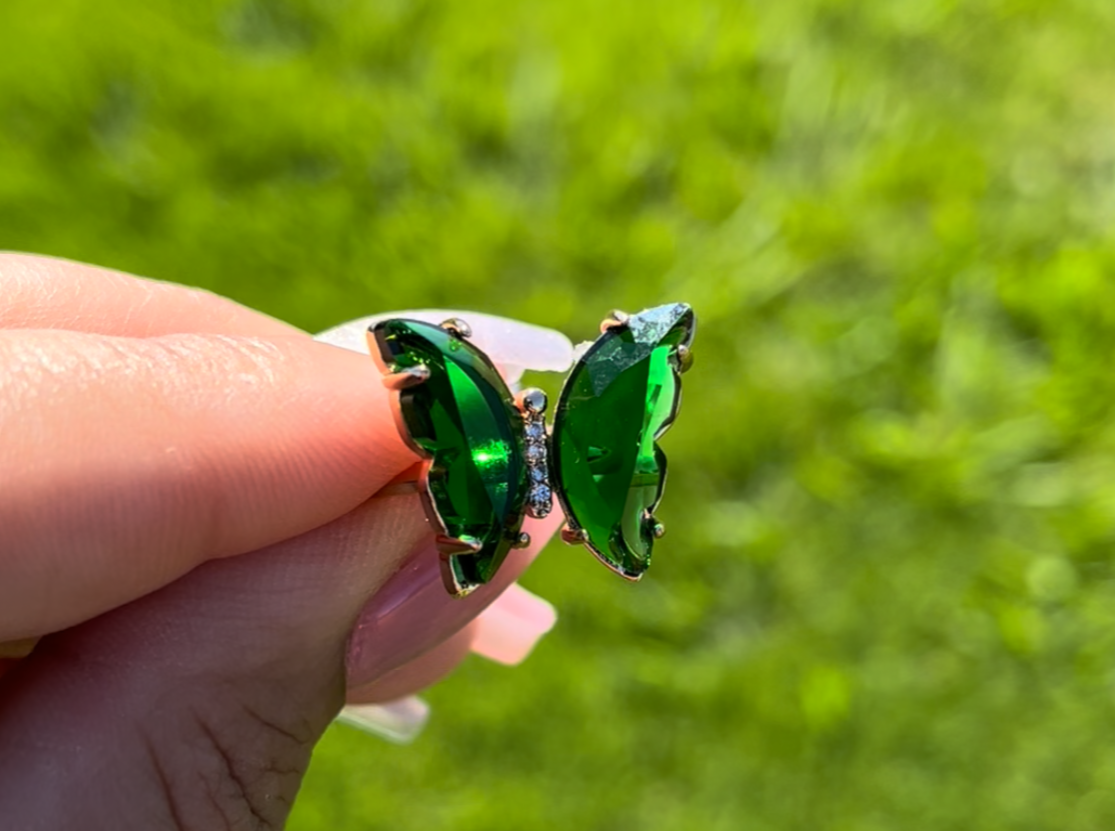 Green Translucent Butterfly Ring