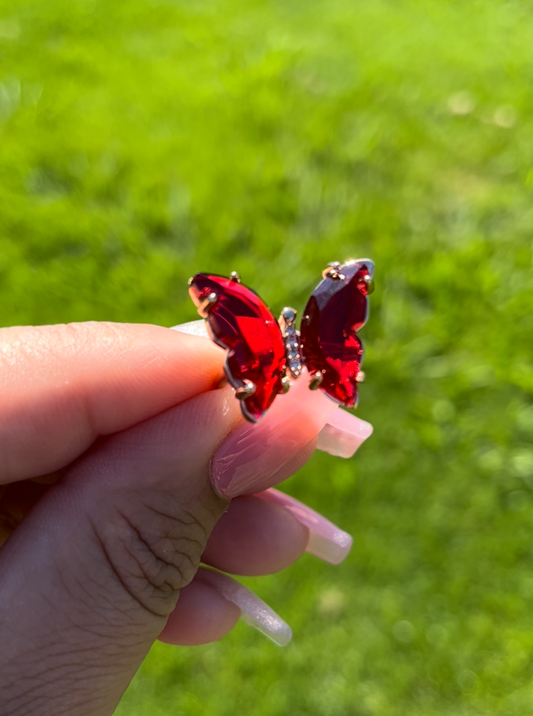 Red Translucent Butterfly Ring