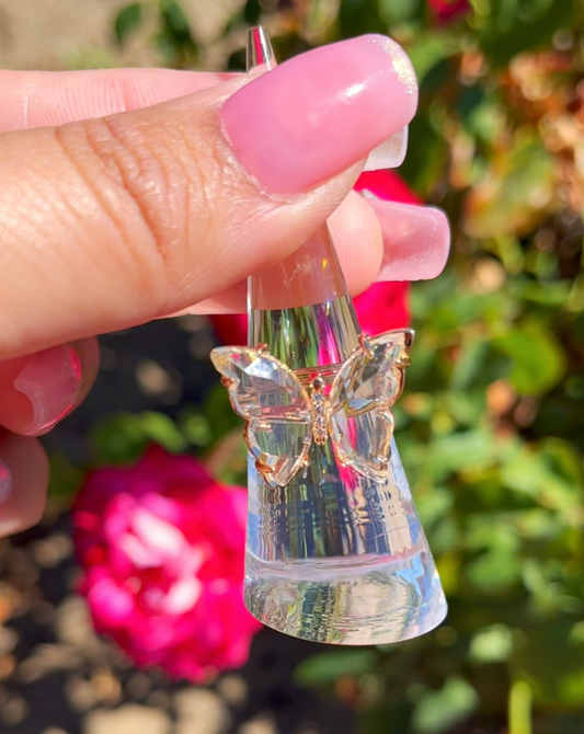 Clear Translucent Butterfly Ring