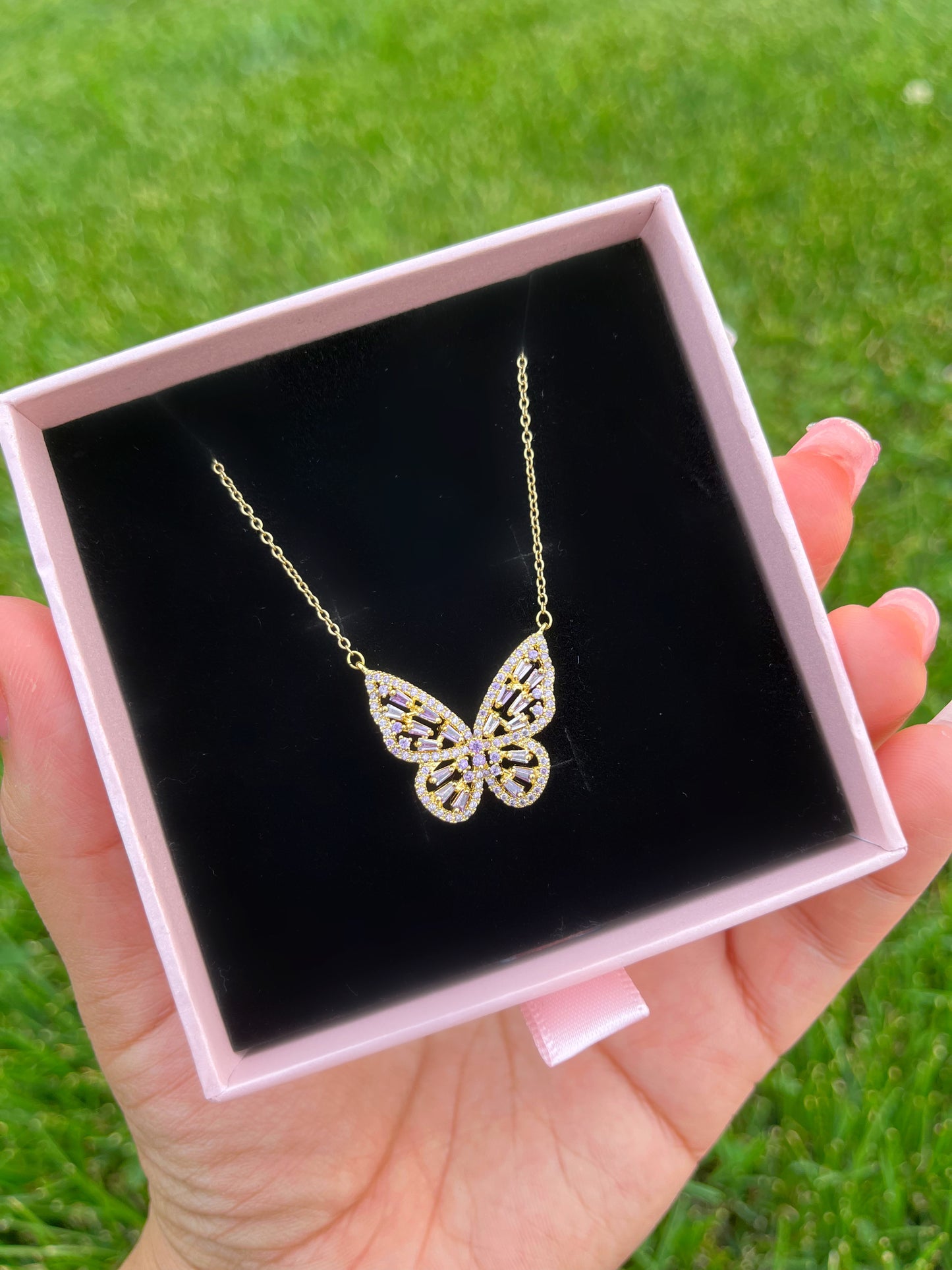 18K Gold Platted Purple Butterfly Necklace