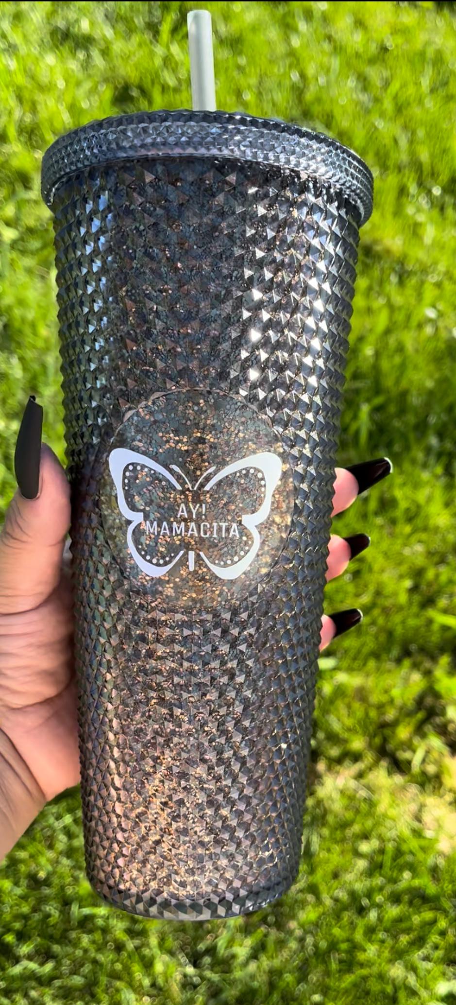 Black Gold Studded Tumbler