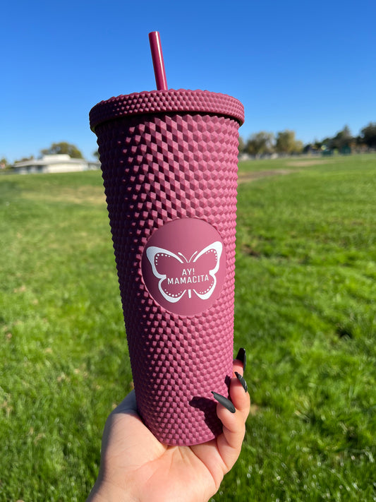 Plum Matte Studded Tumbler