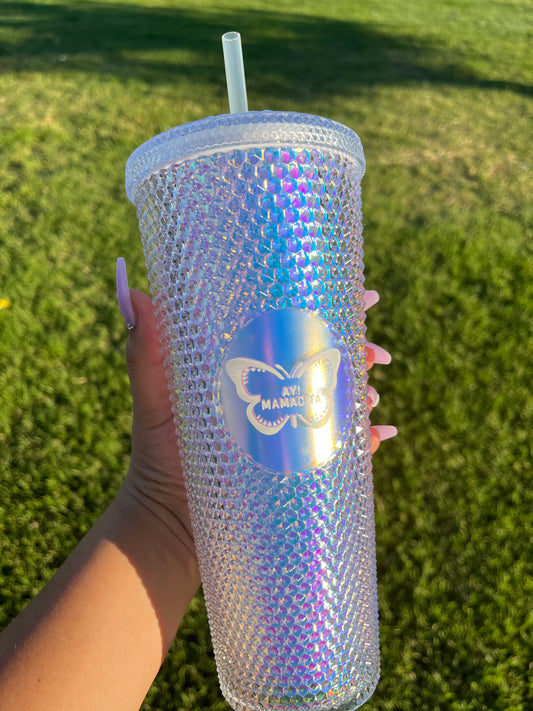 Icy Blue Holographic Studded Tumbler