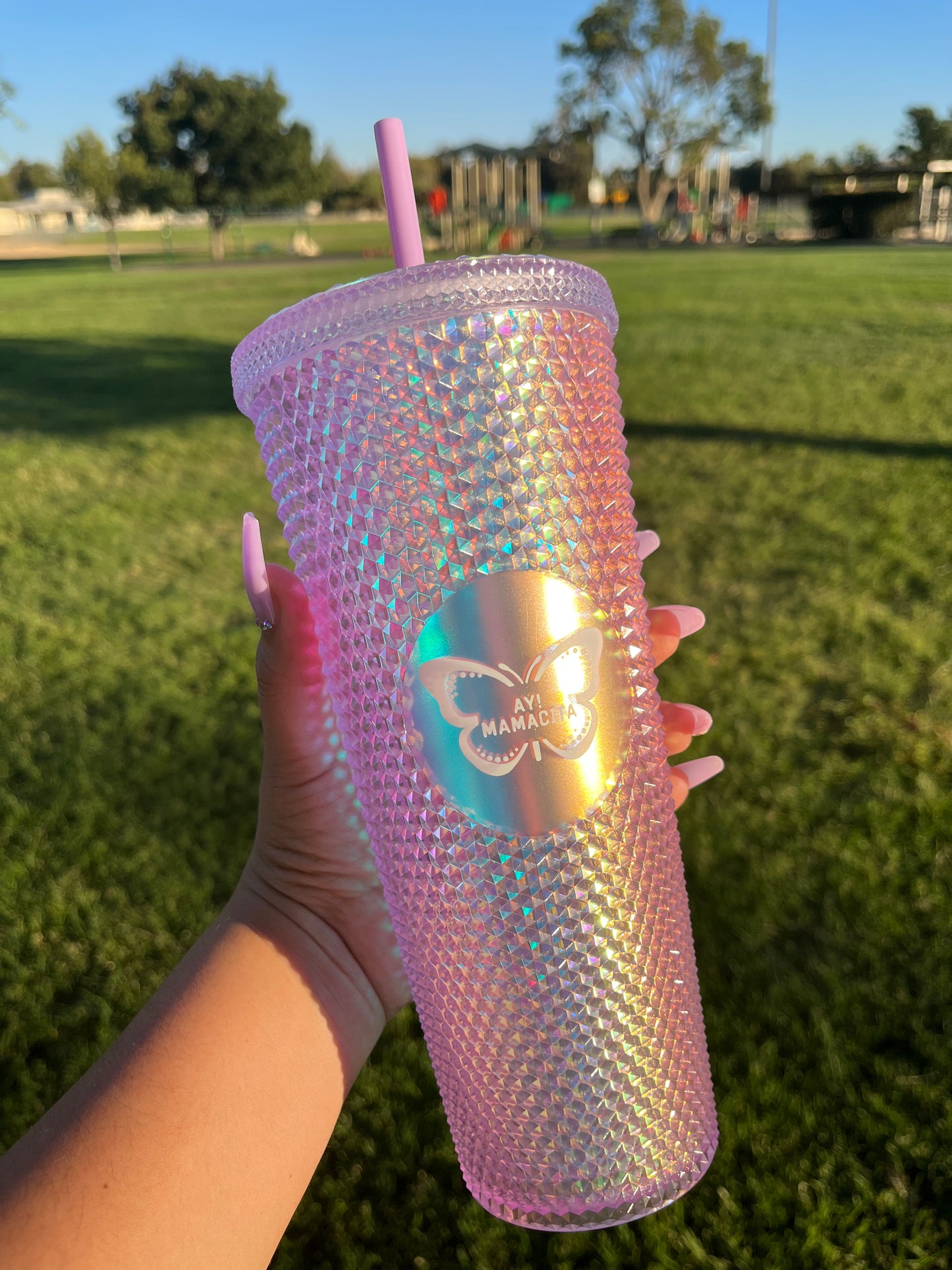 Lilac Holographic Studded Tumbler