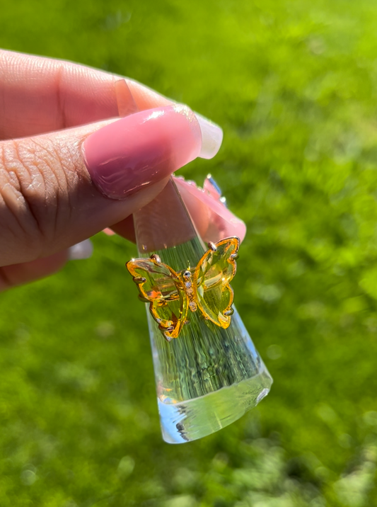 Yellow Translucent Butterfly Ring