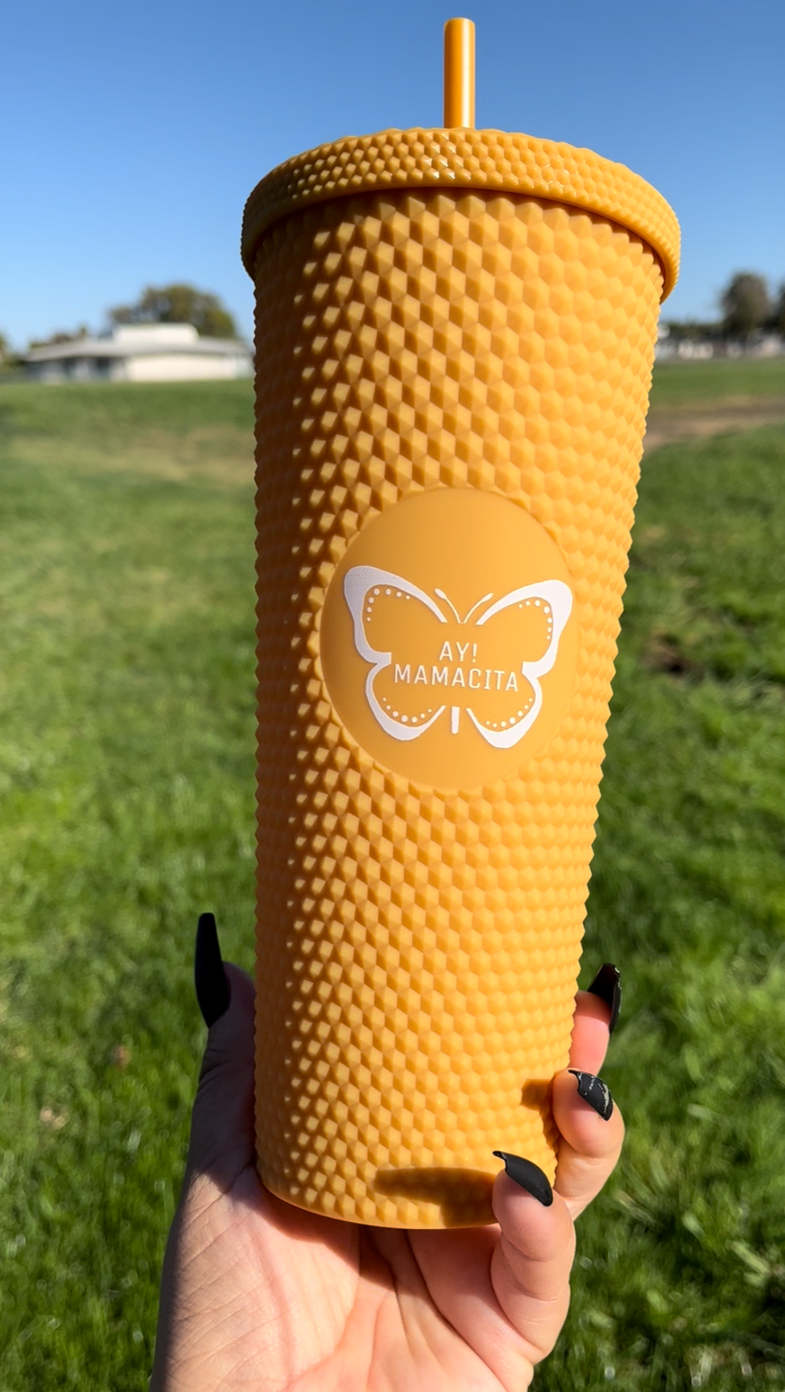 Mustard Yellow Matte Studded Tumbler