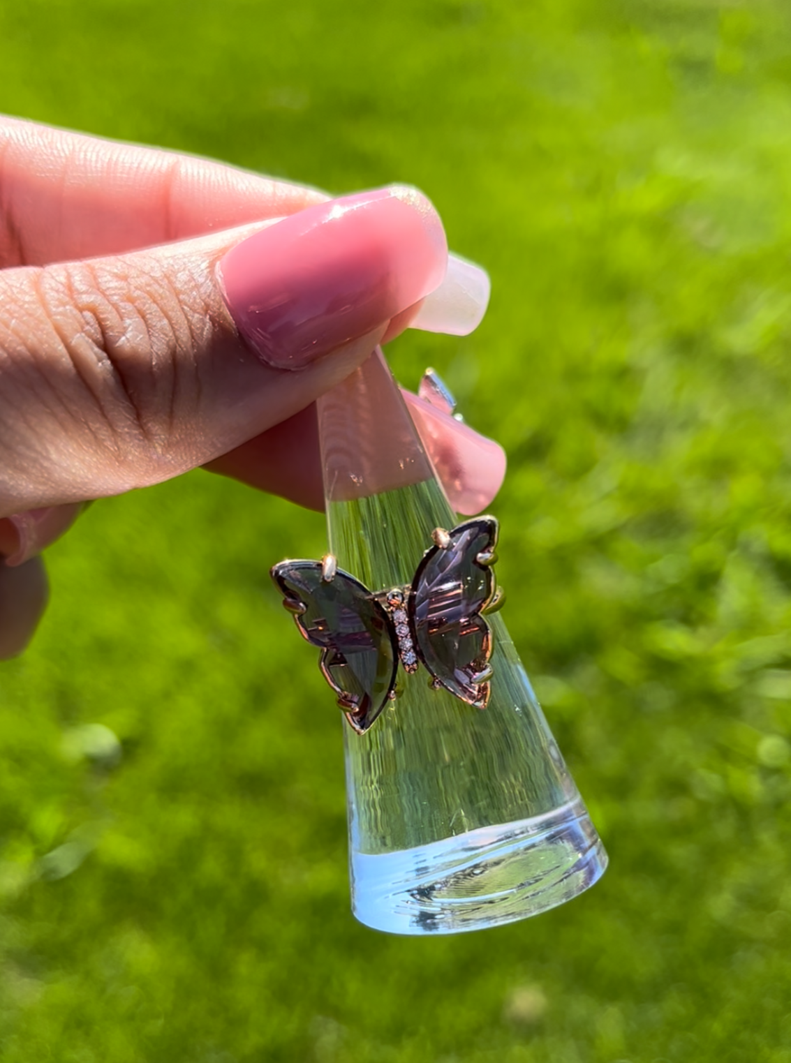 Purple Translucent Butterfly Ring