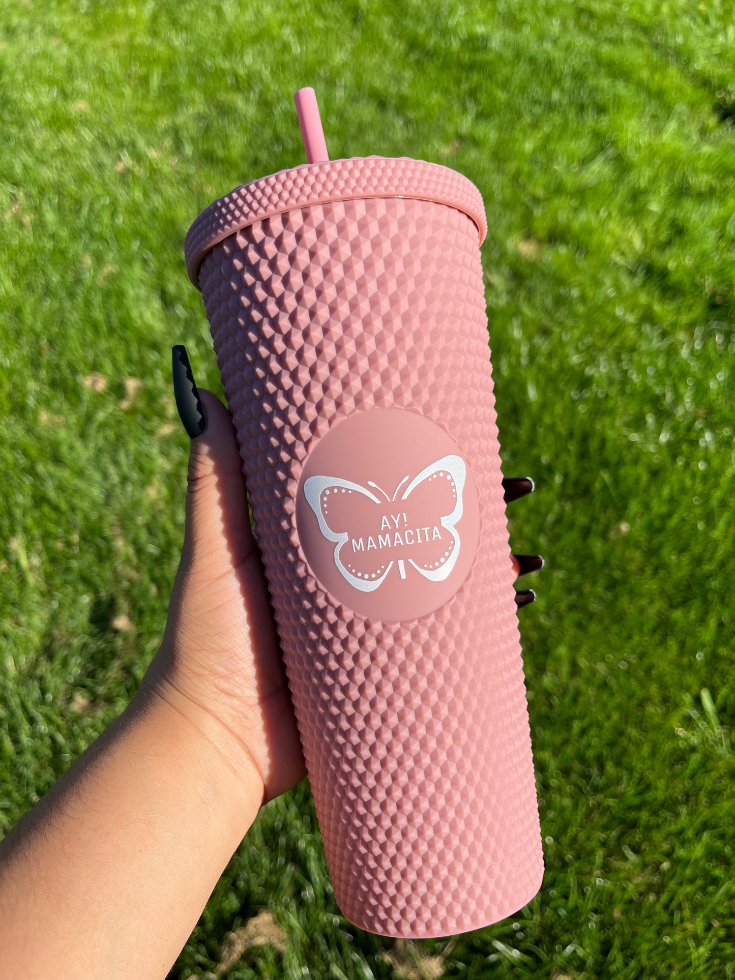 Dusty Rose Matte Studded Tumbler