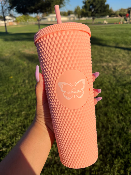 Matte Baby Pink Studded Tumbler