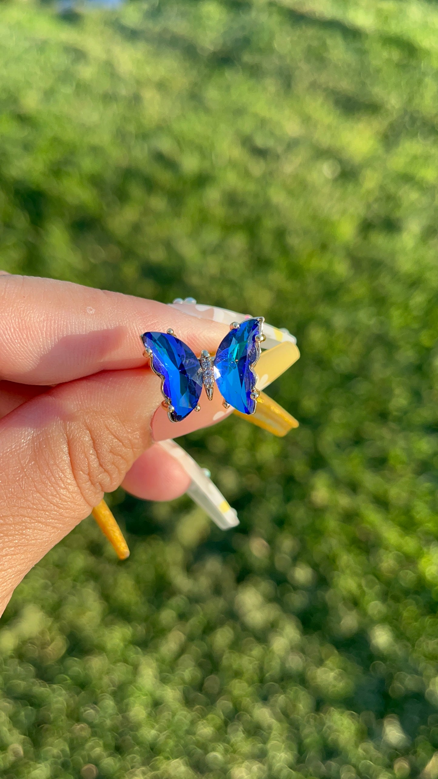 Royal Blue Glass Butterfly Ring