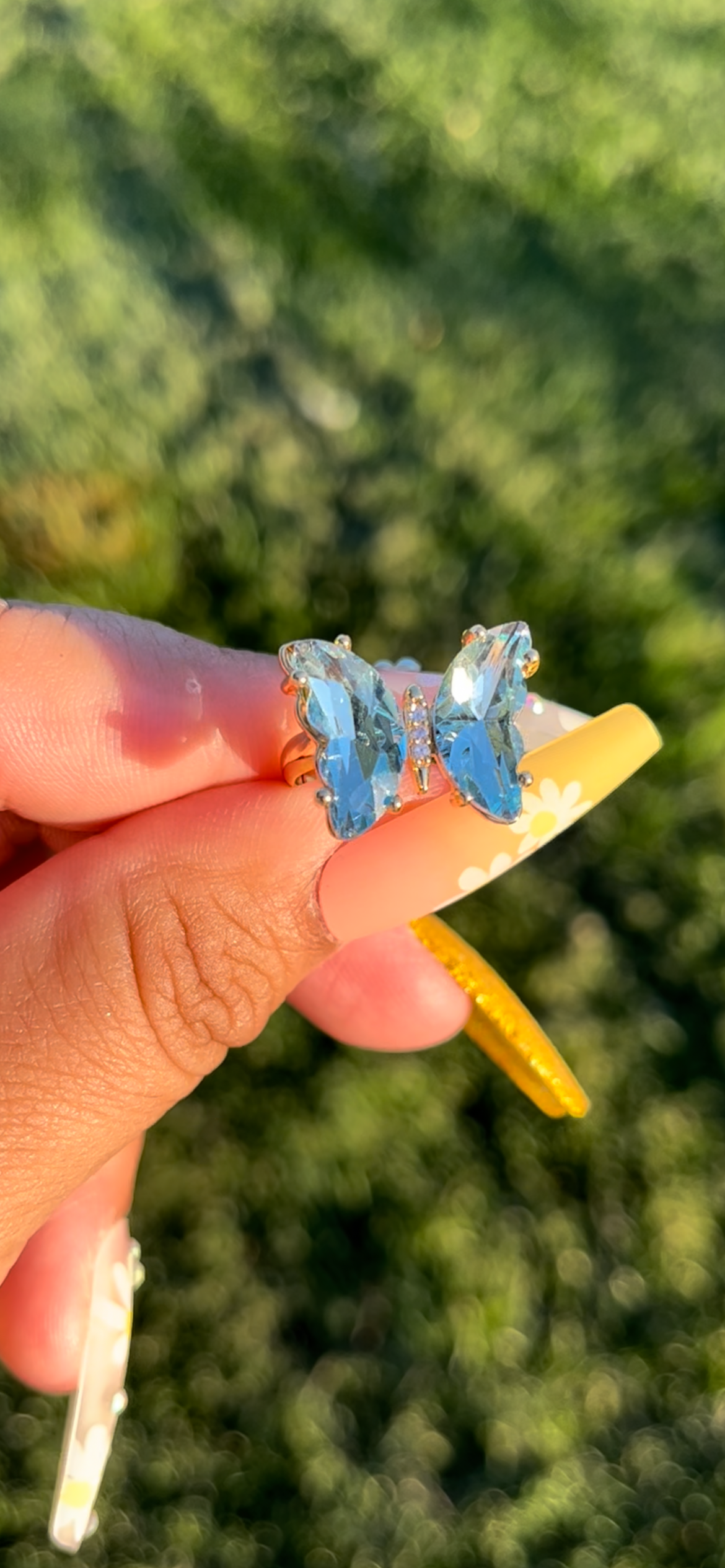 Sky Blue Translucent Butterfly Ring