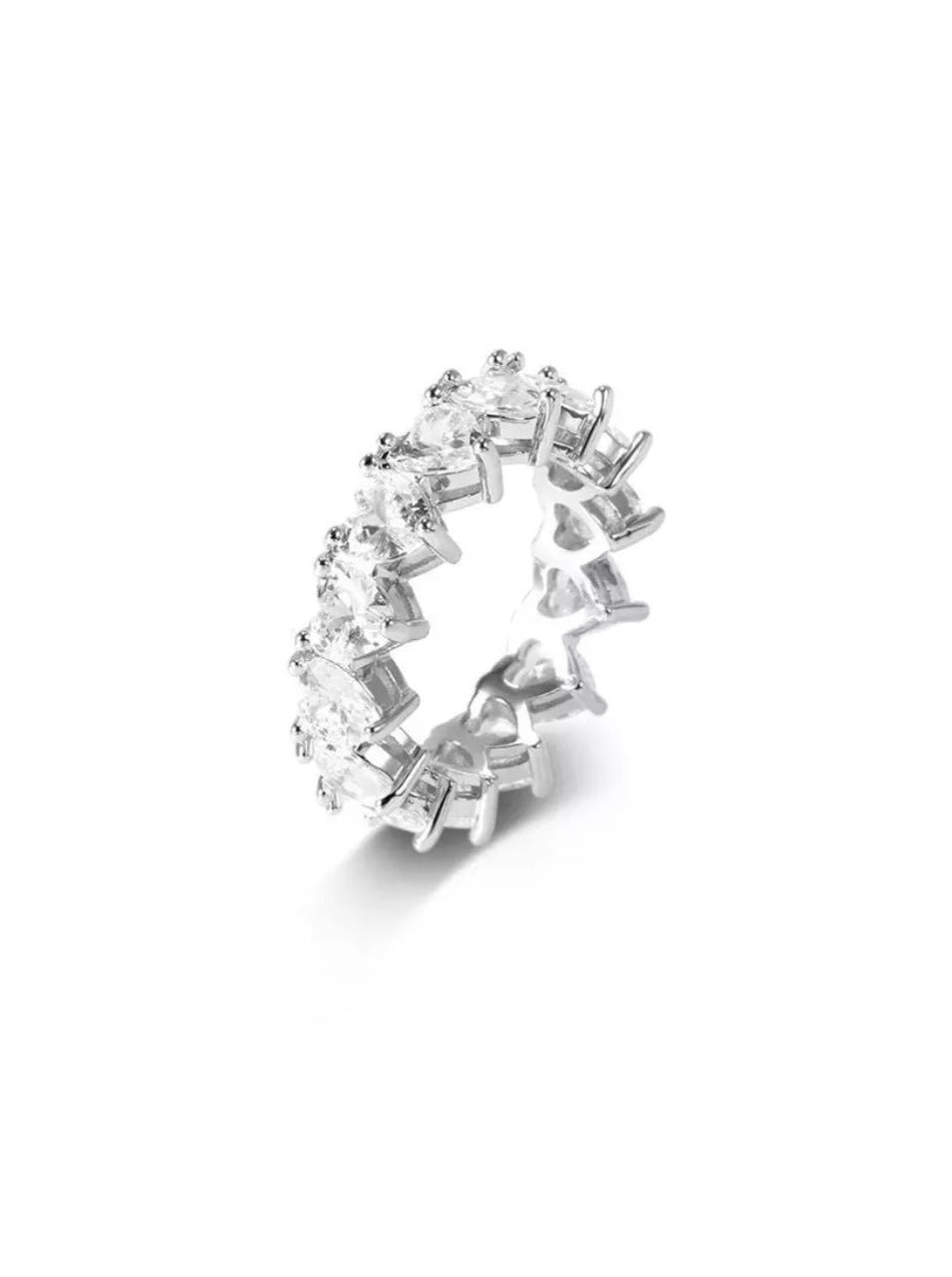 White Sliver- Zirconia Heart Band