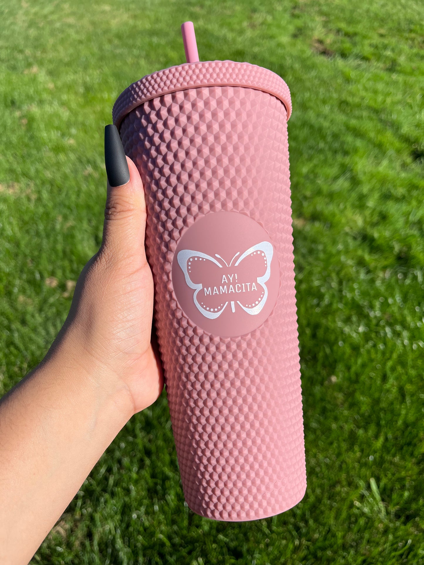 Dusty Rose Matte Studded Tumbler